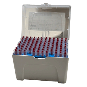 Racked Disposable Red Pipette Tips (90/rack) 